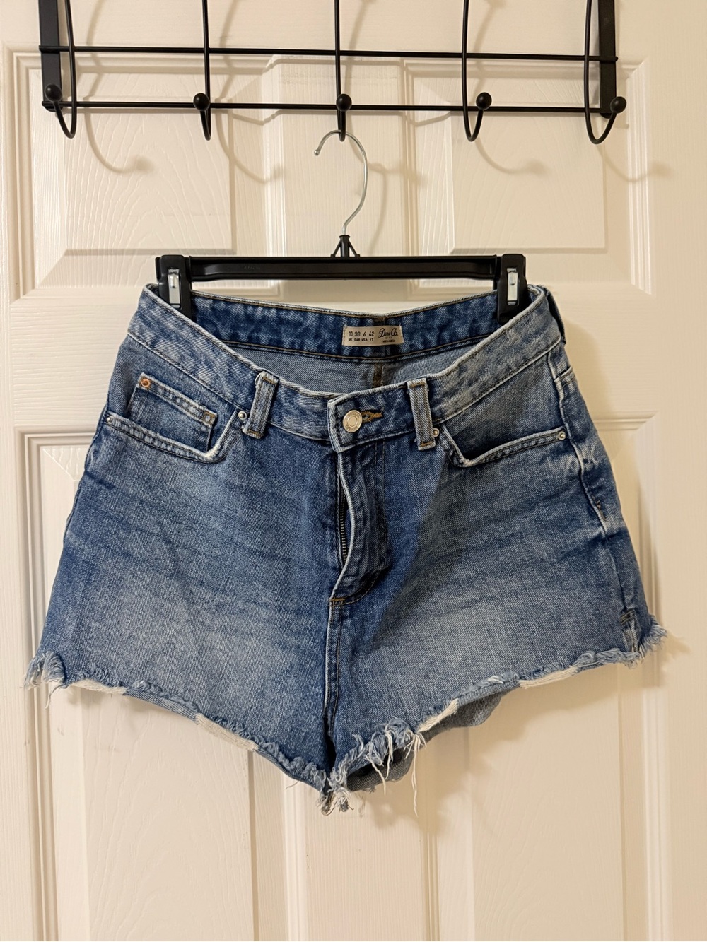 Denim&Co Blue Distressed Cutoff Jean Shorts